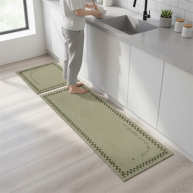 Tapis Cuisine vert carreaux antidérapant