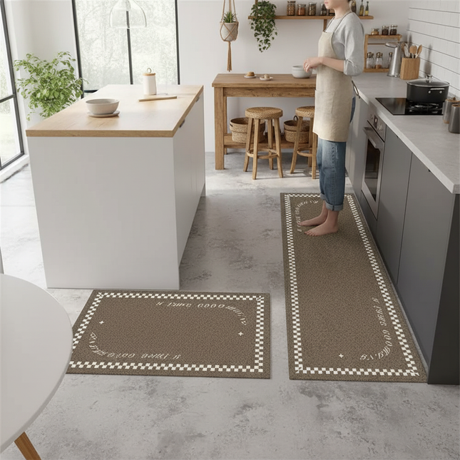 Tapis Cuisine marron motifs antidérapant