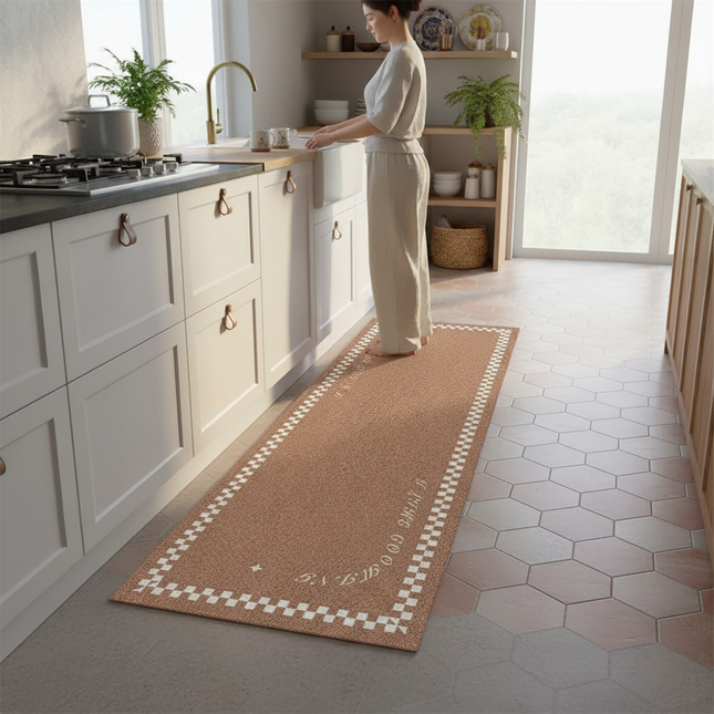 Tapis Cuisine terracotta à carreaux antidérapant