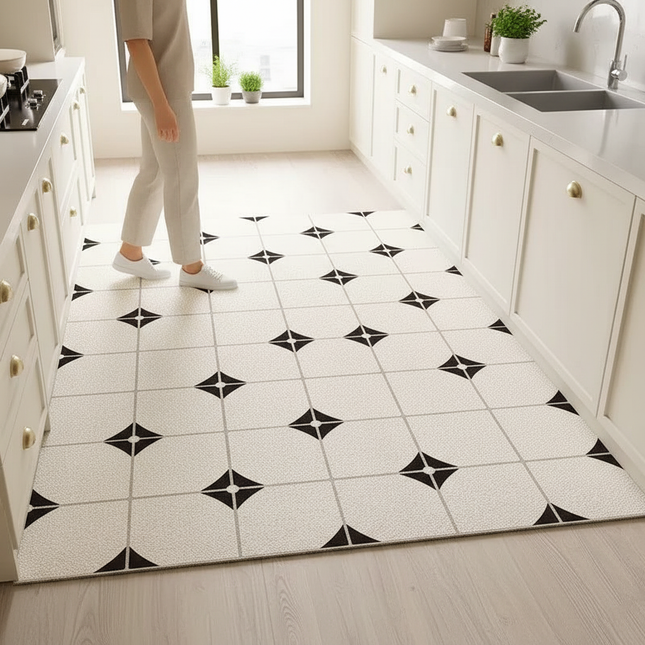 Tapis Cuisine géométrique moderne antidérapant épuré