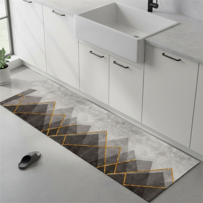 Tapis Cuisine design moderne doré antidérapant