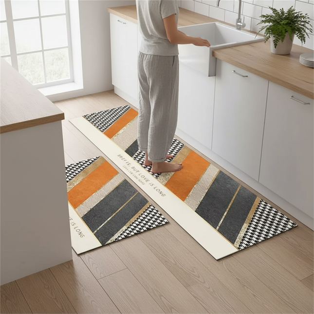 Tapis Cuisine géométrique orange design
