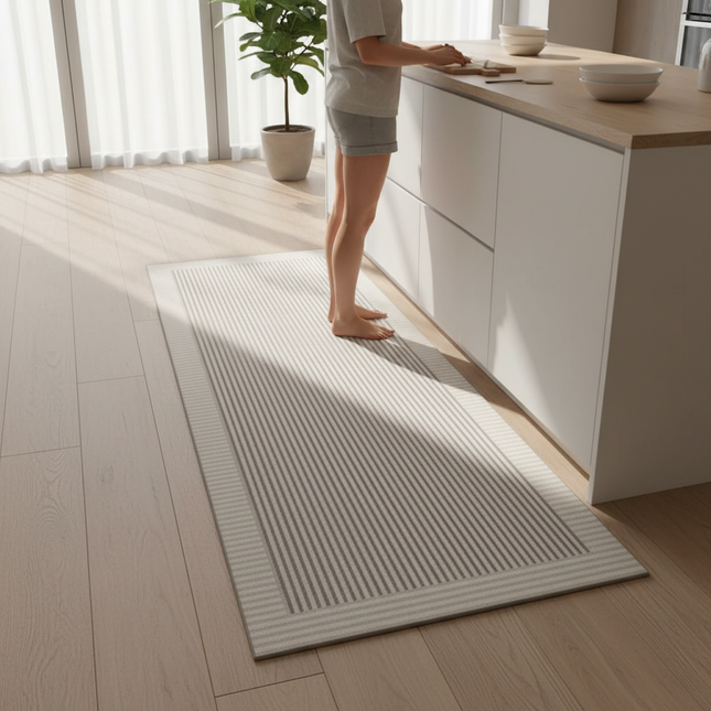 Tapis Cuisine rayé gris antidérapant