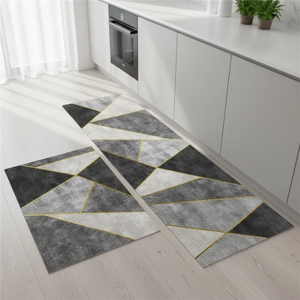 Tapis Cuisine design géométrique gris antidérapant