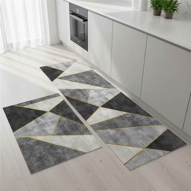 Tapis Cuisine design géométrique gris antidérapant