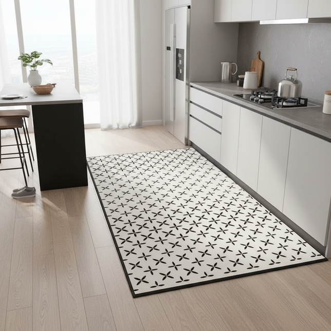 Tapis Cuisine noir et blanc moderne