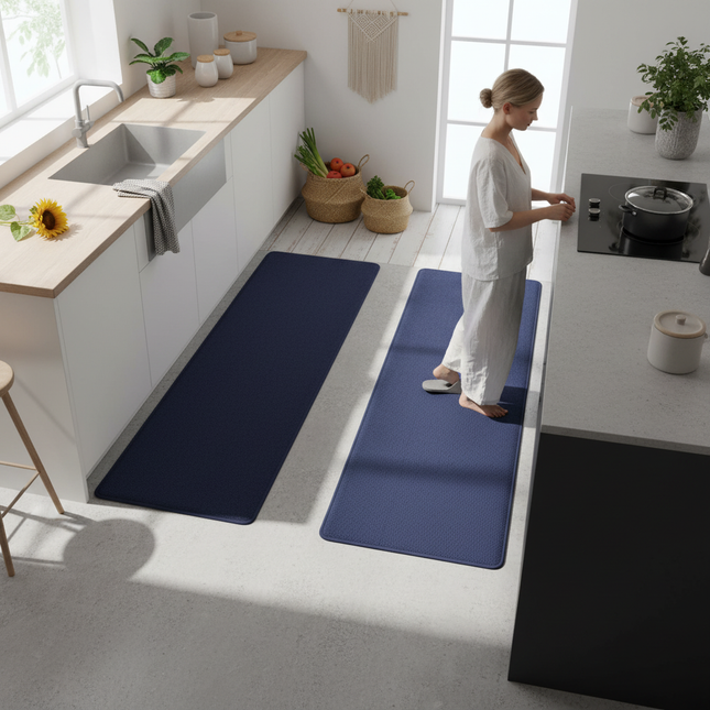 Thickened kitchen L-shaped absorbent floor mat household flannel non-slip anti-fall mat dirt-resistant oil-absorbing foot mat