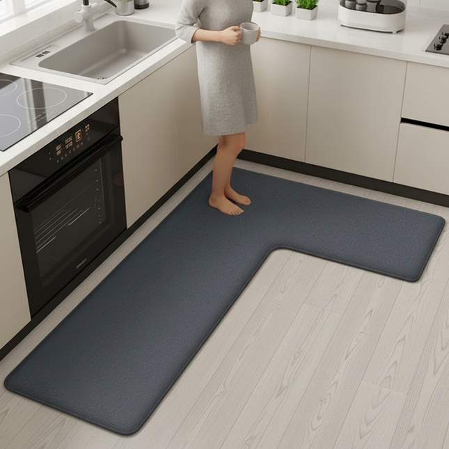 Tapis Cuisine en L gris anthracite antidérapant