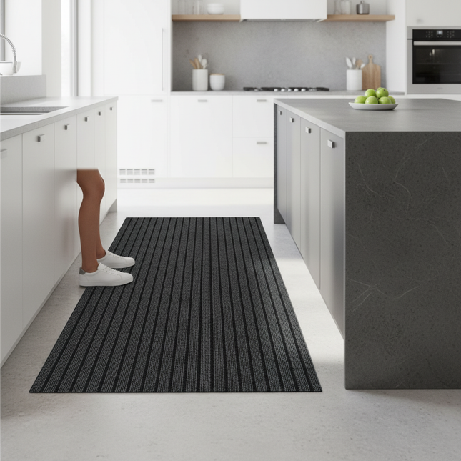 40cmx3m DIY Solid Color Striped Kitchen Door Mat Floor Mat Room Decoration Self-adhesive Non-slip Carpet Home Decor Hallway Rug