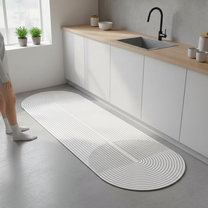 Tapis Cuisine ovale blanc antidérapant