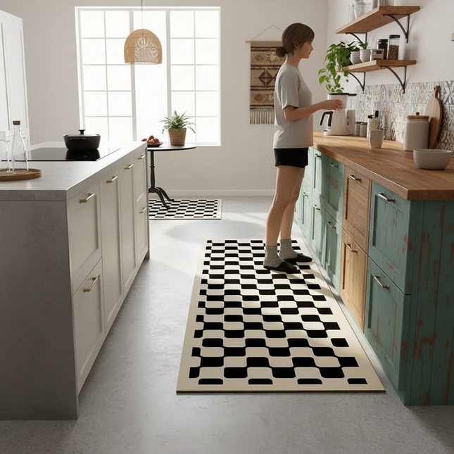 Plaid Kitchen Long Carpet Anti Oil And Anti Slip Quick Dry Floor Mat, Easy to Clean Carpet, Anti Fouling Foot mat, Kitchen Floor