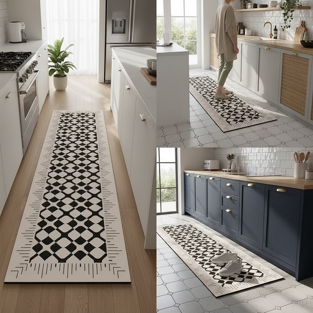 Plaid Kitchen Long Carpet Anti Oil And Anti Slip Quick Dry Floor Mat, Easy to Clean Carpet, Anti Fouling Foot mat, Kitchen Floor