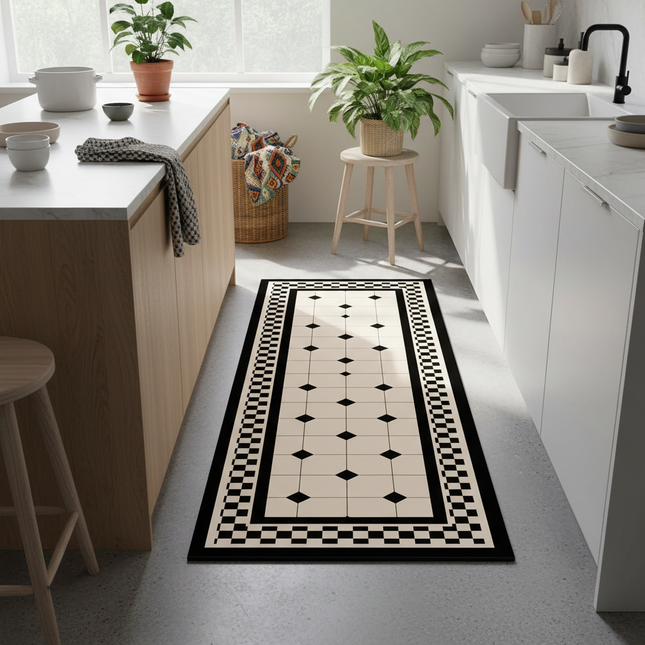 Plaid Kitchen Long Carpet Anti Oil And Anti Slip Quick Dry Floor Mat, Easy to Clean Carpet, Anti Fouling Foot mat, Kitchen Floor
