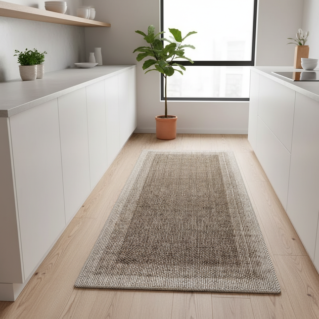 Tapis Cuisine beige tissé antidérapant