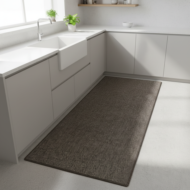 Tapis Cuisine brun texturé antidérapant