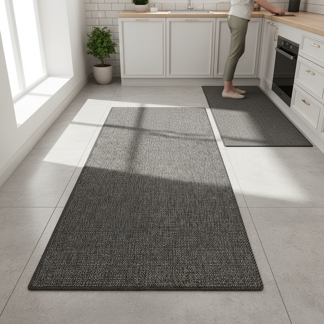 Tapis Cuisine chiné gris long antidérapant