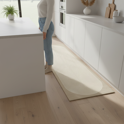 Tapis Cuisine beige géométrique antidérapant chic