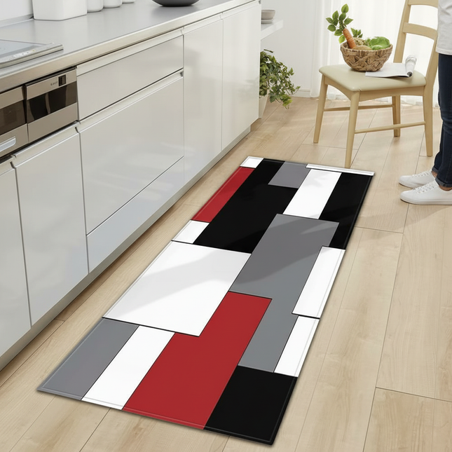 Plaid Kitchen Mat Home Living Room Balcony Bedroom Floor Decoration 3D Carpet House Hallway Entrance Door Bath Non-Slip Foot Rug