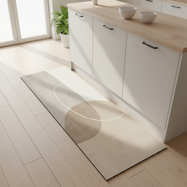 Tapis Cuisine beige géométrique antidérapant absorbant