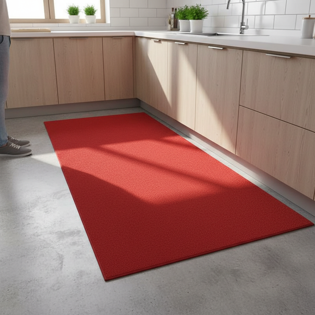 Tapis Cuisine rouge uni antidérapant