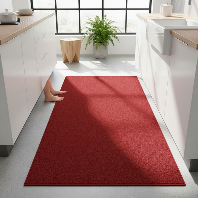 Tapis Cuisine rouge long antidérapant