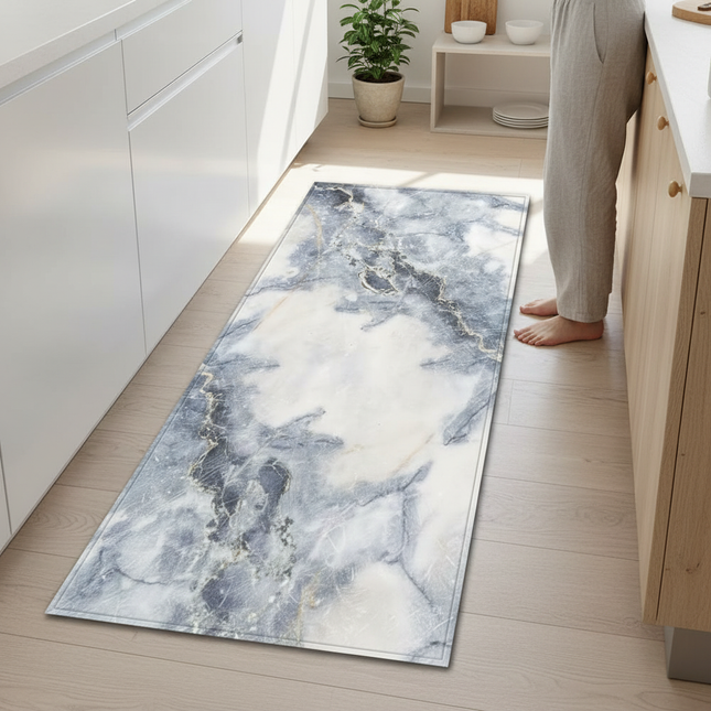 Tapis Cuisine marbre gris antidérapant