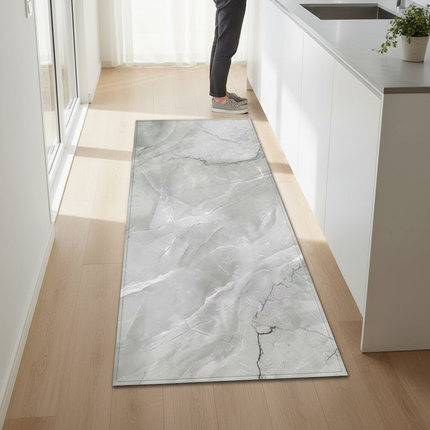 Tapis Cuisine motif marbre gris antidérapant