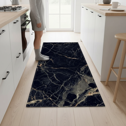 Tapis Cuisine marbre noir moderne