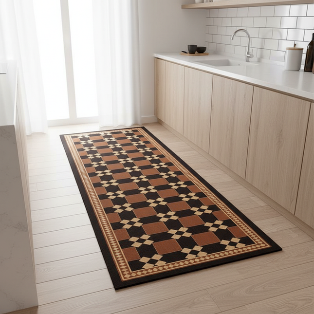Tapis Cuisine géométrique rétro antidérapant vintage