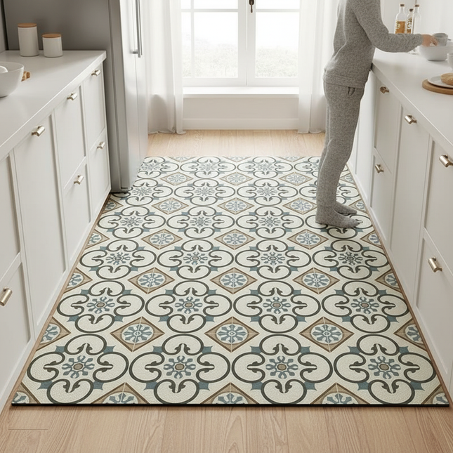 Carpet for Kitchen Pvc Floor Mat Large Size Waterproof Non-slip Carpets Leather Anti-oil Foot Mats Retro Home Decoration Rug