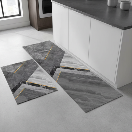 Tapis Cuisine marbre géométrique antidérapant