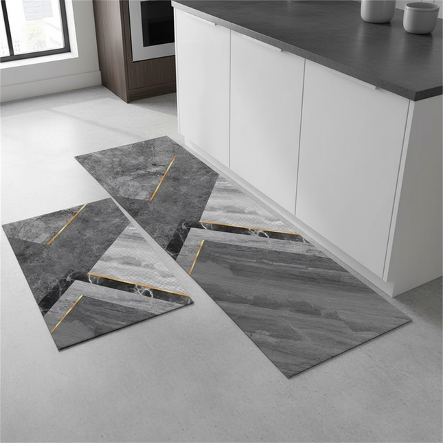 Tapis Cuisine marbre géométrique antidérapant