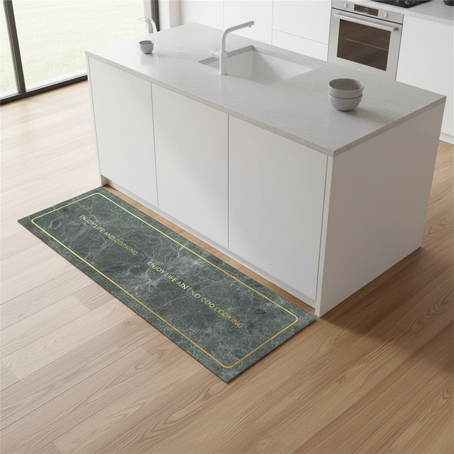 Tapis Cuisine motif marbre antidérapant moderne