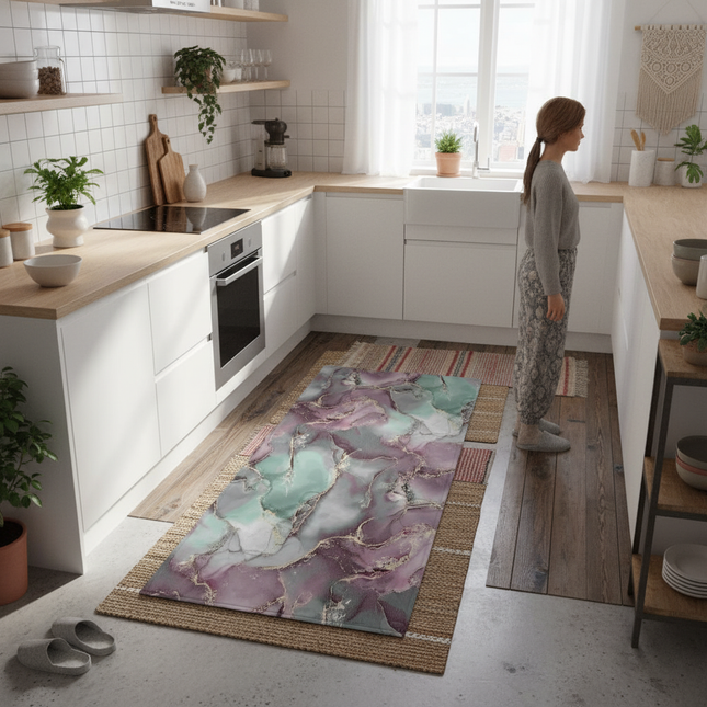Tapis Cuisine marbré antidérapant