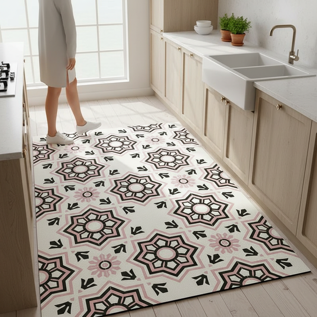 Carpet for Kitchen Pvc Floor Mat Large Size Waterproof Non-slip Carpets Leather Anti-oil Foot Mats Retro Home Decoration Rug