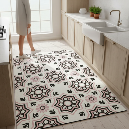 Carpet for Kitchen Pvc Floor Mat Large Size Waterproof Non-slip Carpets Leather Anti-oil Foot Mats Retro Home Decoration Rug