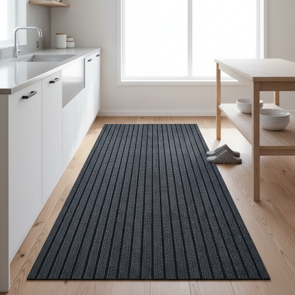 New 1pc Washable non-slip carpet, solid color striped kitchen door mat floor mat, suitable for bathroom, hallway, entrance,