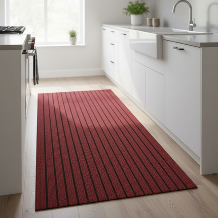 New 1pc Washable non-slip carpet, solid color striped kitchen door mat floor mat, suitable for bathroom, hallway, entrance,