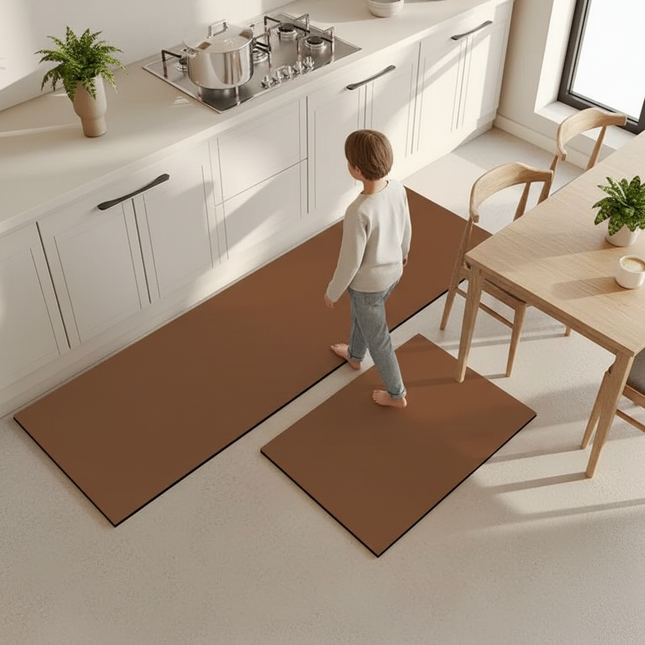 Tapis Cuisine marron uni antidérapant