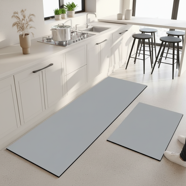 Tapis Cuisine gris uni antidérapant moderne
