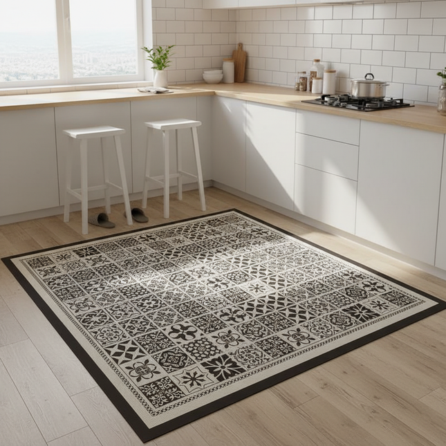 Carpet for Kitchen Pvc Floor Mat Large Size Waterproof Non-slip Carpets Leather Anti-oil Foot Mats Retro Home Decoration Rug