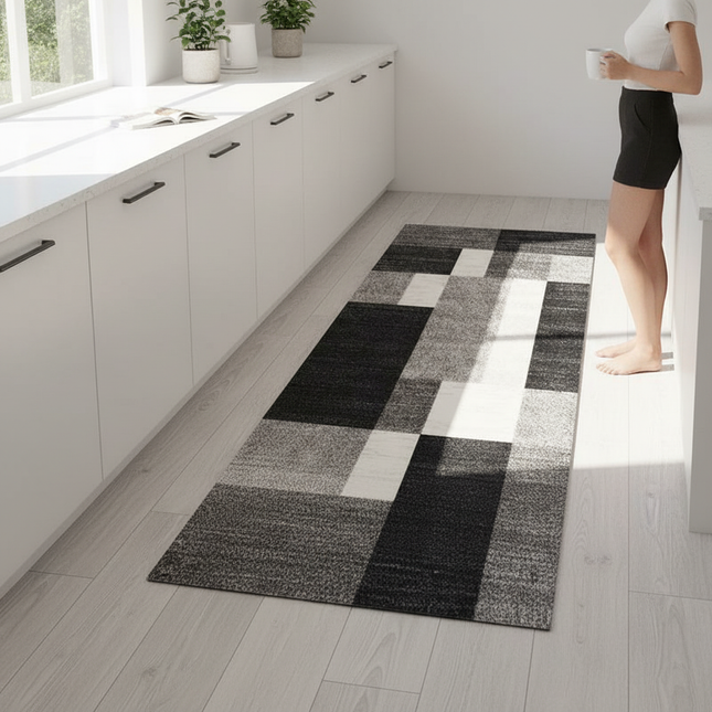 VIKAMA Simple Geometric Kitchen Floor Mats Living Room Floor Carpet Entrance Door Mat Hallway Door Non-Slip Foot Mats Home Decor