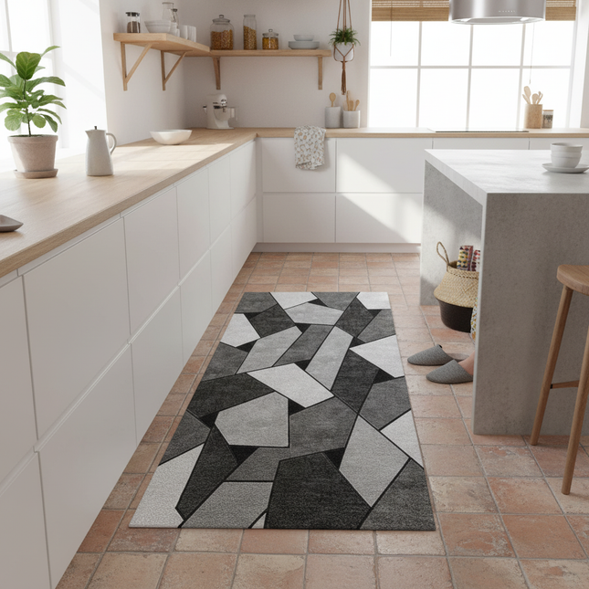 VIKAMA Simple Geometric Kitchen Floor Mats Living Room Floor Carpet Entrance Door Mat Hallway Door Non-Slip Foot Mats Home Decor