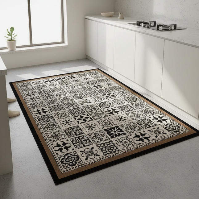 Tapis Cuisine rétro motif carreaux antidérapant