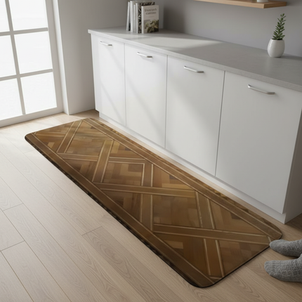 Tapis Cuisine motif parquet couleur bois antidérapant