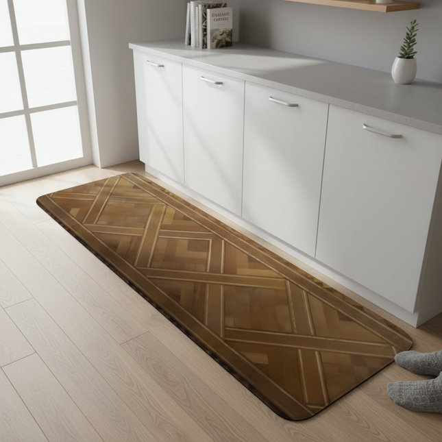 Tapis Cuisine motif parquet couleur bois antidérapant