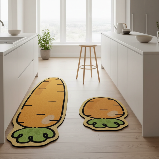 Tapis Cuisine Carotte Ludique Lavable