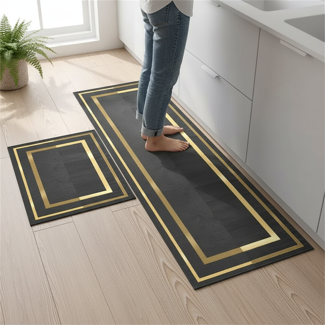 Tapis Cuisine Gris Or Design Antidérapant