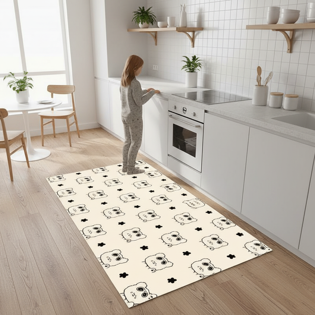 Kitchen Rug Cute Cartoon Style Carpet Waterproof Oil-proof Floor Mat Pvc Leather Non-slip Mats Large Area Home Decoration Rugs