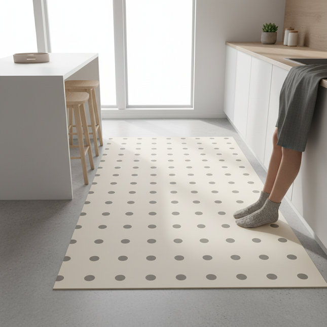 Tapis Cuisine Crème Pois Antidérapant